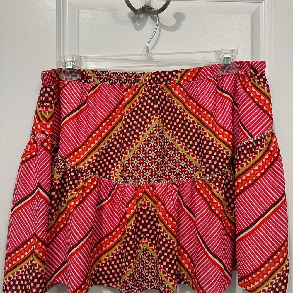 Banana Republic Pink and Red Geometric Patterned Skirt